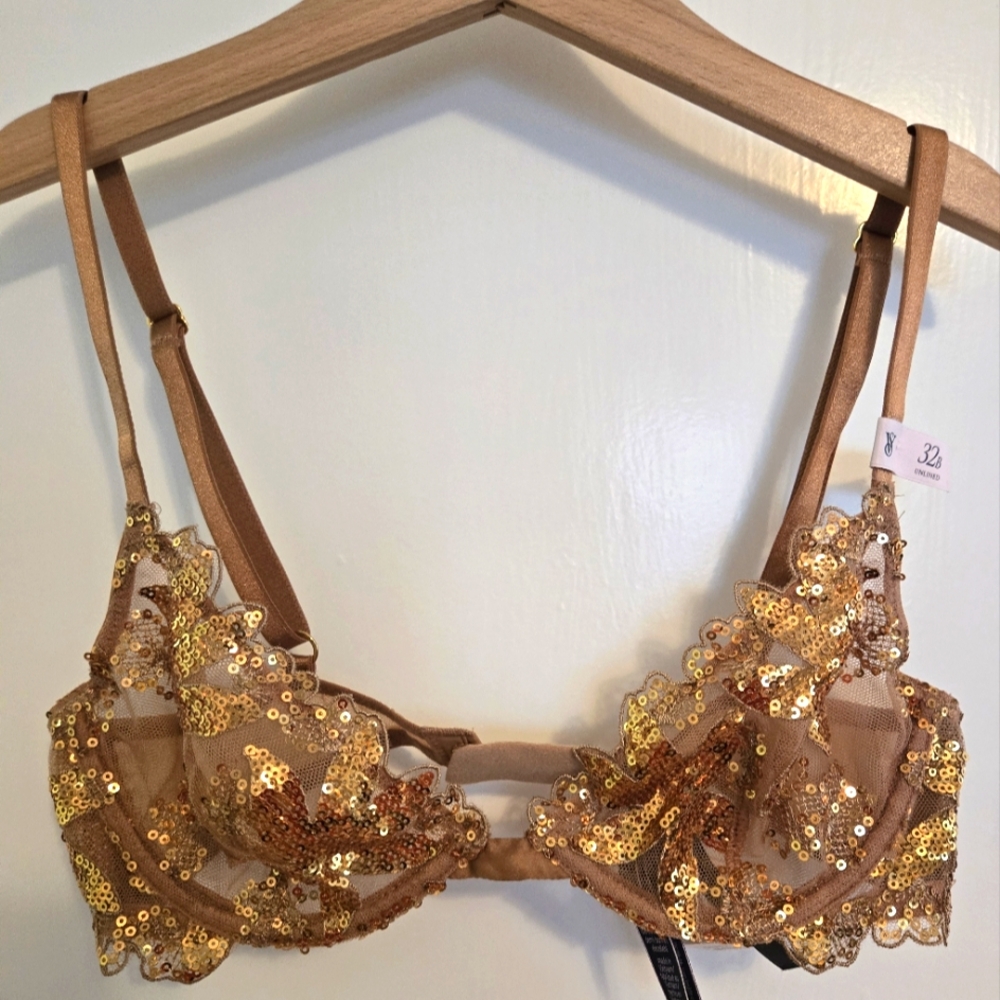 Victorias Secret gold Sequin Embellished Bra
